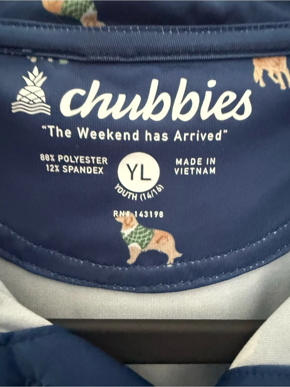 Chubbies Performance Golf Polo Novelty Dog Print Lightweight Stretch 14/16